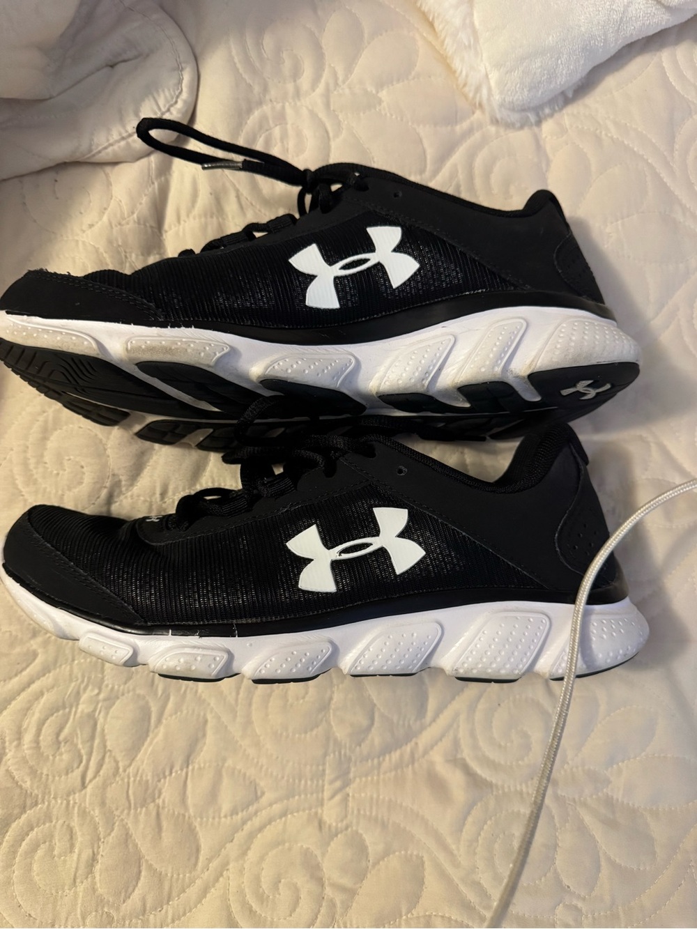 Under Armour Black and White Lace-Up Training Sneakers - Picture 3 of 9